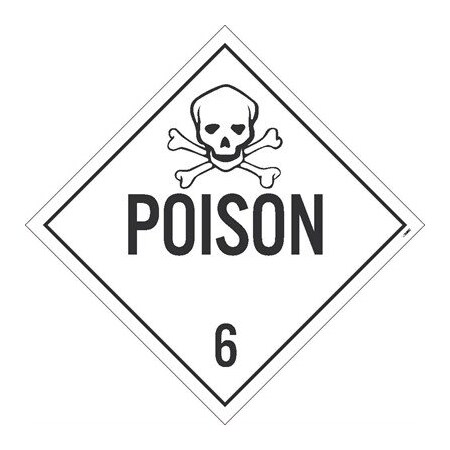 Poison 6 Dot Placard Sign, Pk25, Material: Pressure Sensitive Removable Vinyl .0045